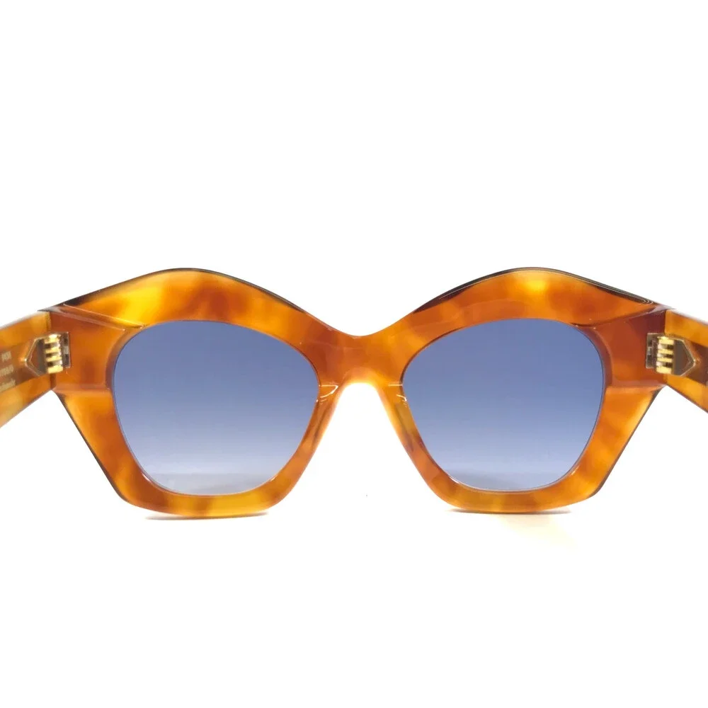 Gigi Studios Sunglasses BILLIE 6755/0 Brown Cat Eye Frames Blue Gradient Lenses
